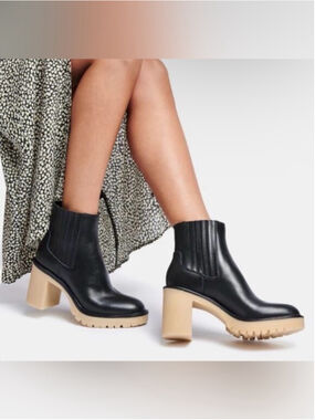 Dolce Vita Waterproof Caster Black Leather Size 9.5 - NEW IN BOX Anthropologie